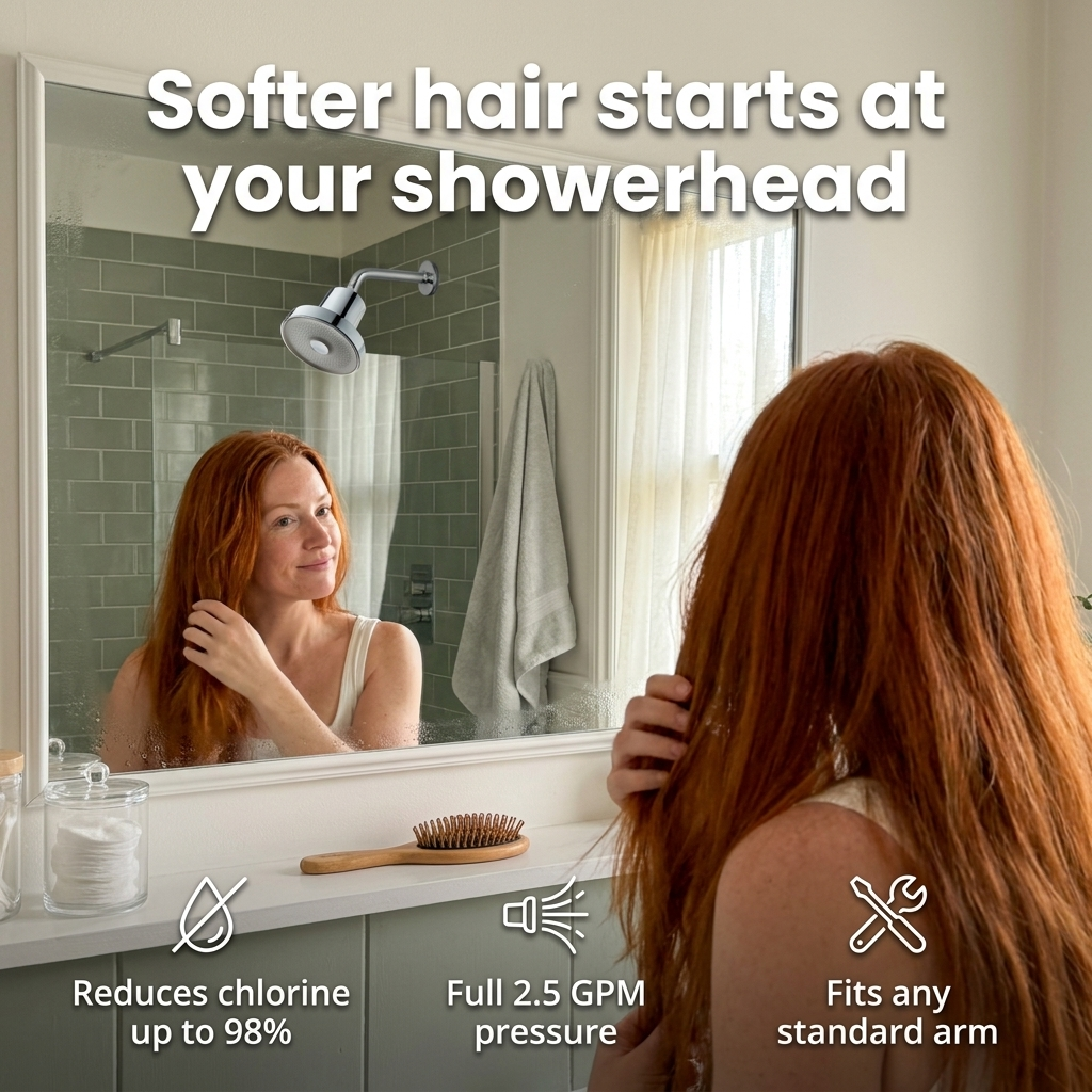 PureRain™ — 6" Filtered Rainfall Shower Head for Hard Water