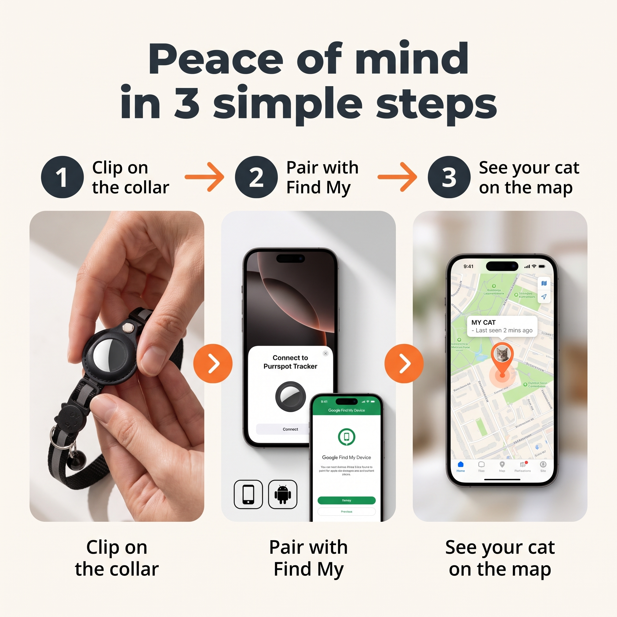 Purrspot™ GPS Cat Collar — No Subscription, No Nightly Charging