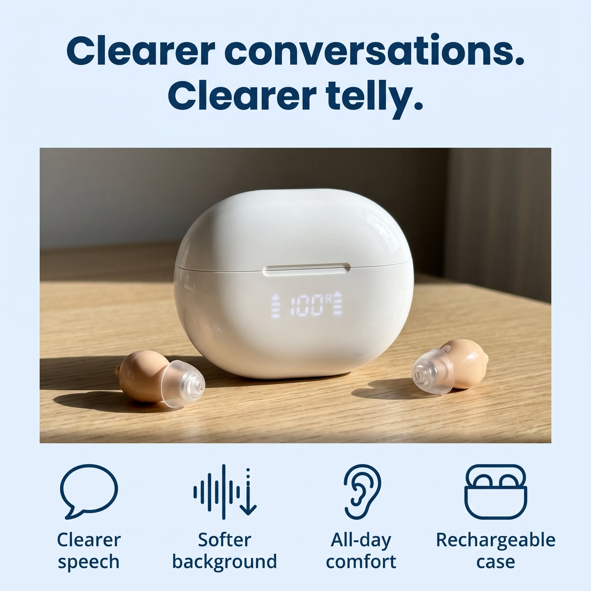 SoundEase™ Invisible Rechargeable Sound Amplifier — No App, No Appointment, No £3,000
