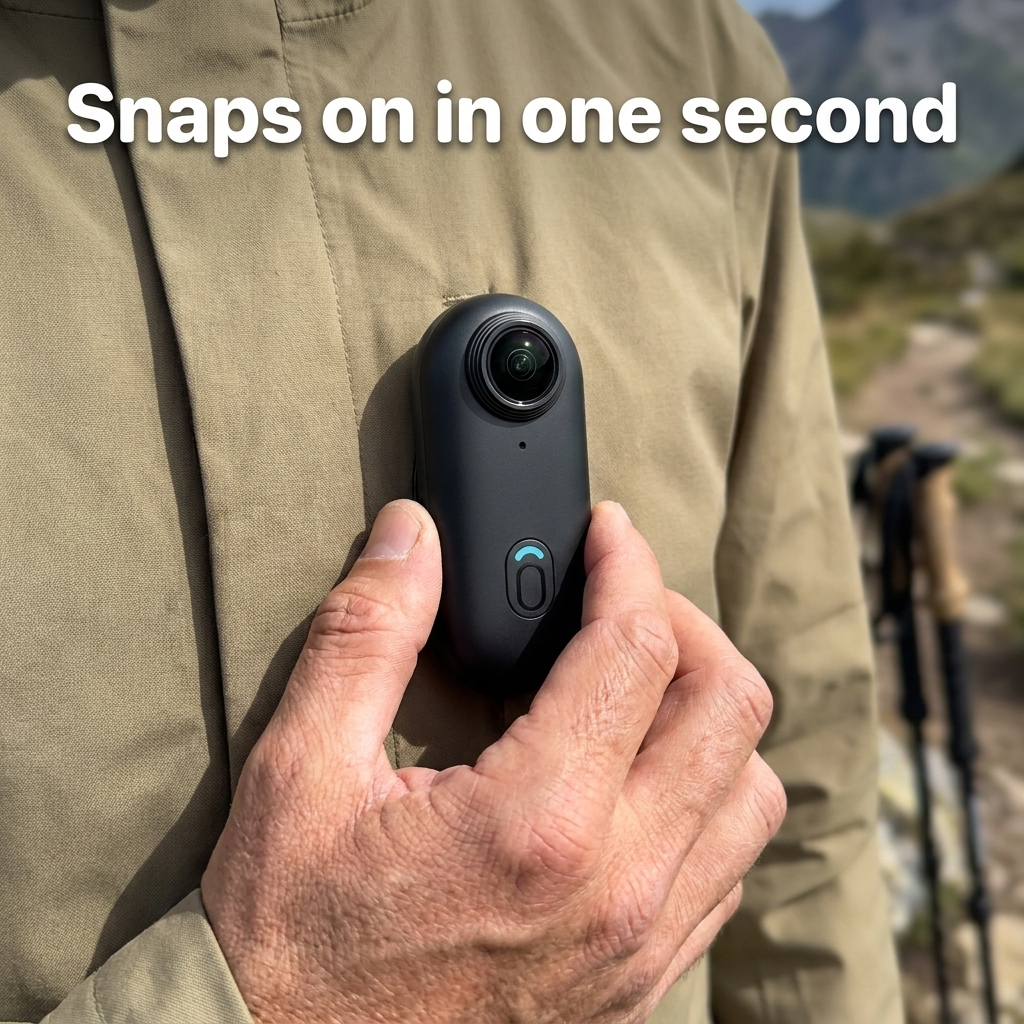 Snaps on in one second — close-up of the magnetic clip