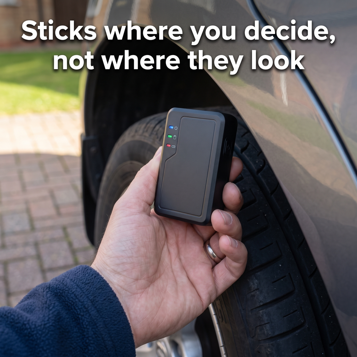 Sticks where you decide, not where they look - Carspot held at a wheel arch