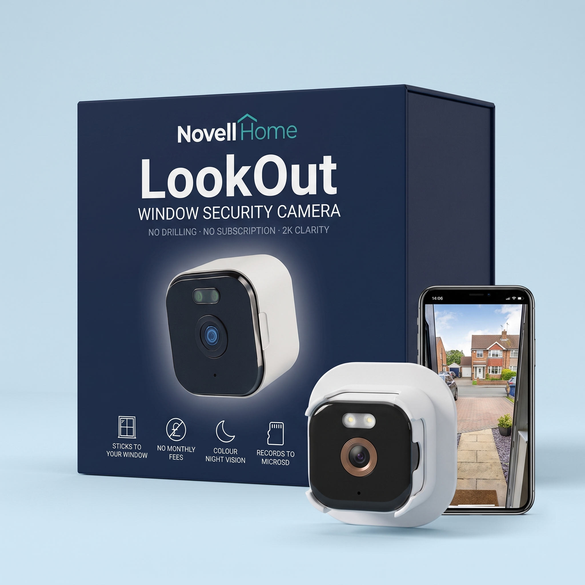 LookOut™ Indoor Window Security Camera — See Your Doorstep, No Subscription, No Drilling