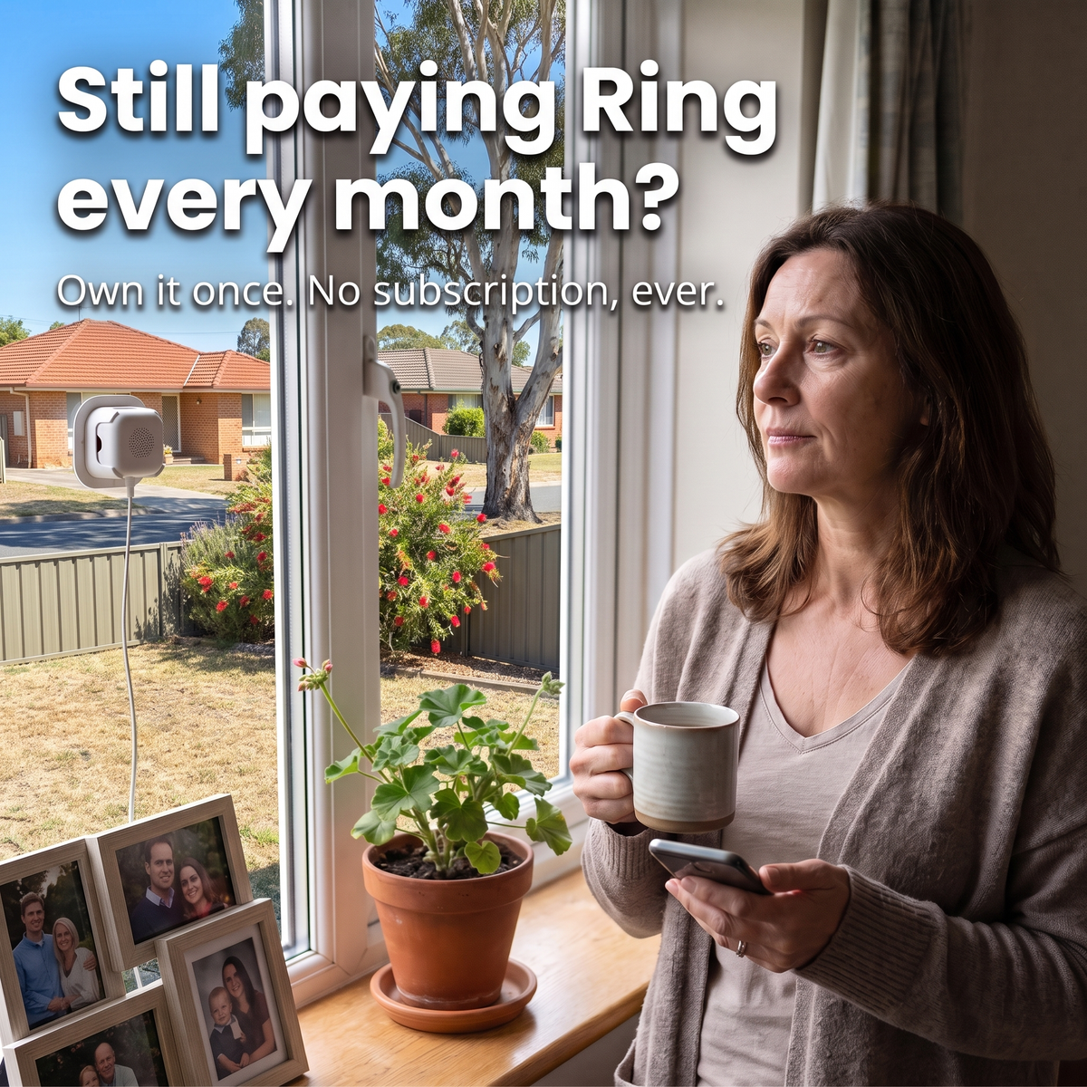 LookOut window security camera in an Australian home: no drilling, no subscription