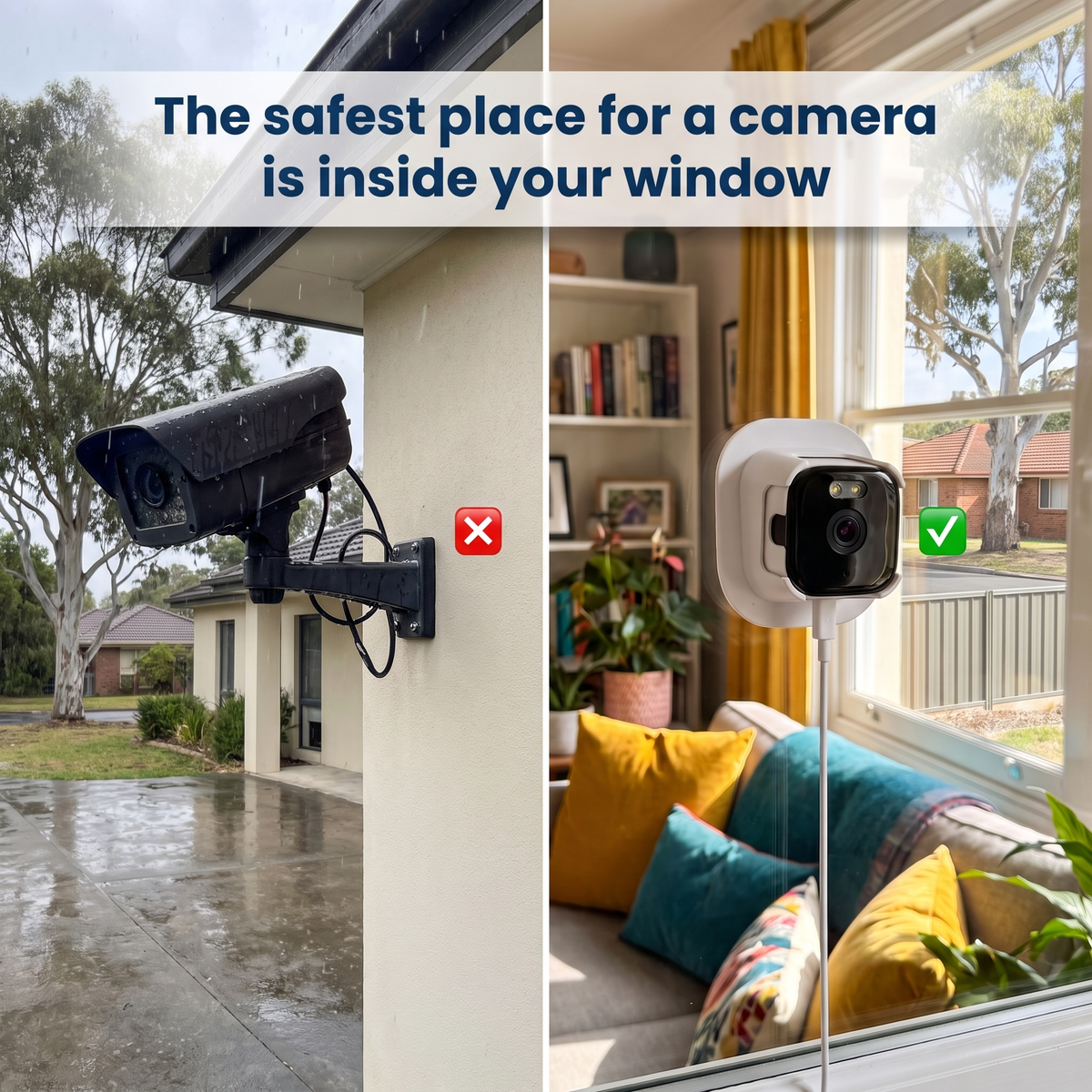 LookOut window security camera in an Australian home: no drilling, no subscription