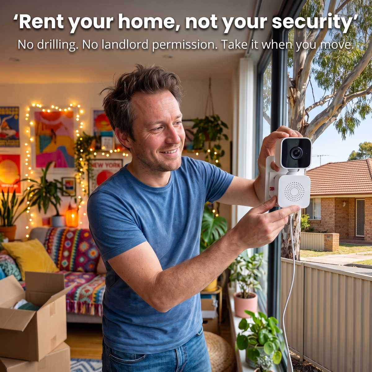 LookOut window security camera in an Australian home: no drilling, no subscription