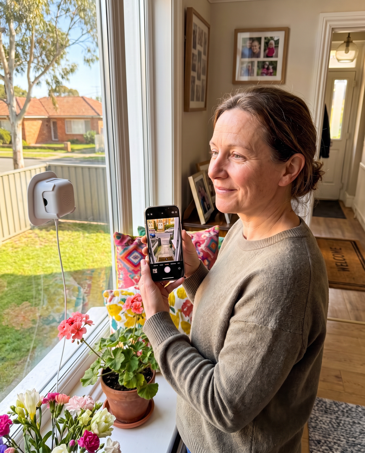 LookOut window security camera in an Australian home: no drilling, no subscription