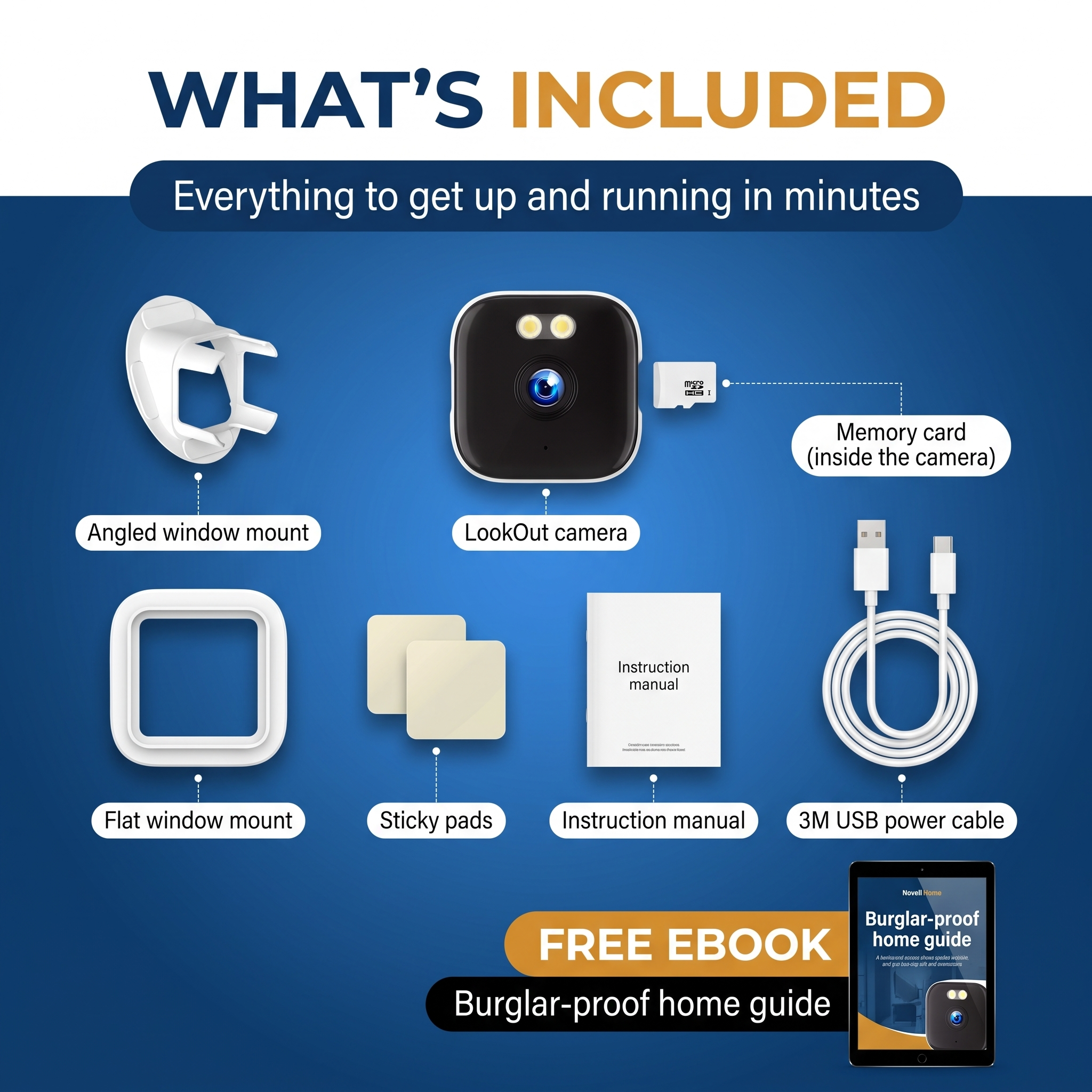 LookOut™ Indoor Window Security Camera — See Your Doorstep, No Subscription, No Drilling