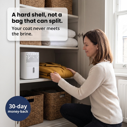 Absorbly™ — Sealed-Space Moisture Absorber for Wardrobes, Cupboards & Caravans