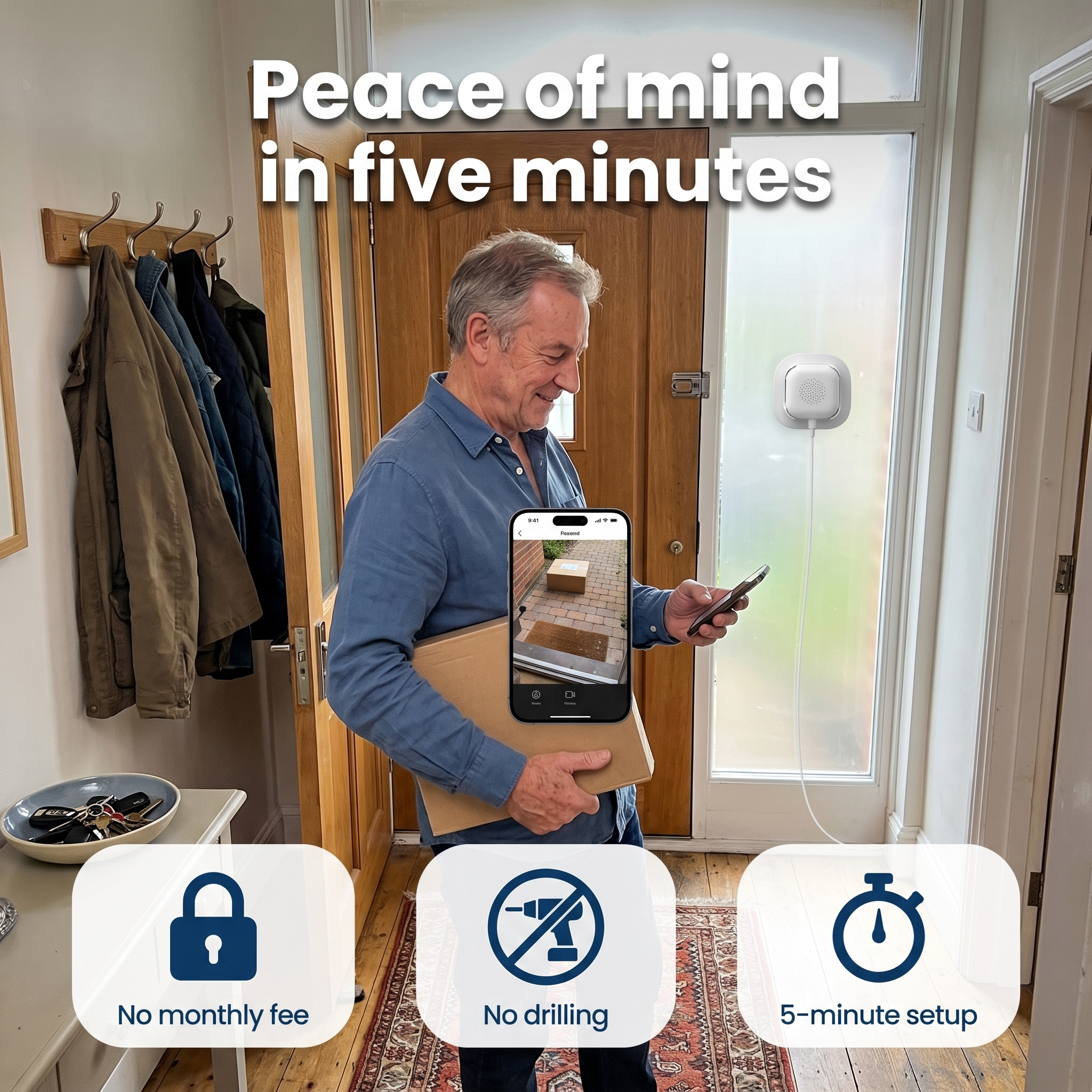 LookOut™ Indoor Window Security Camera — See Your Doorstep, No Subscription, No Drilling