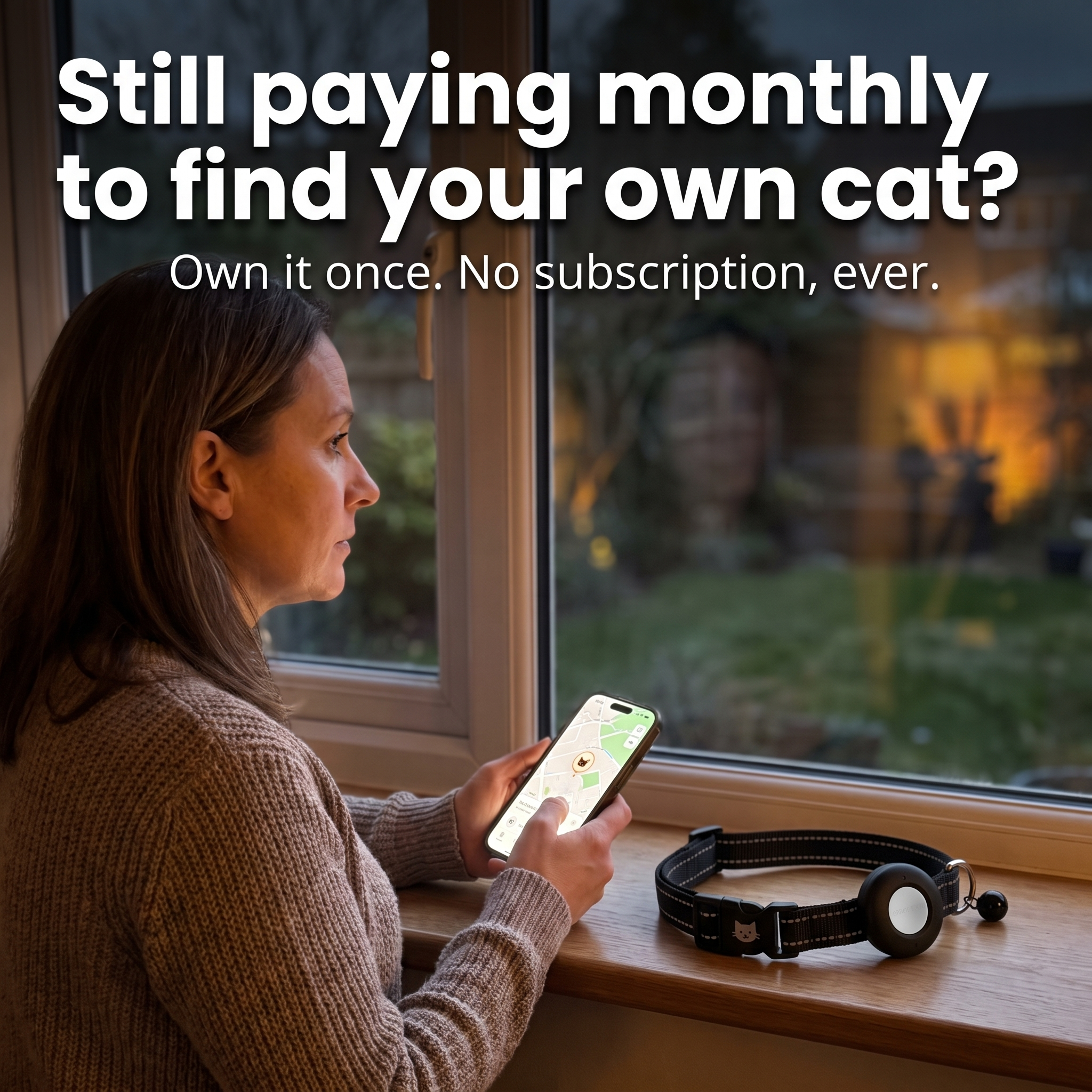 Purrspot™ GPS Cat Collar — No Subscription, No Nightly Charging