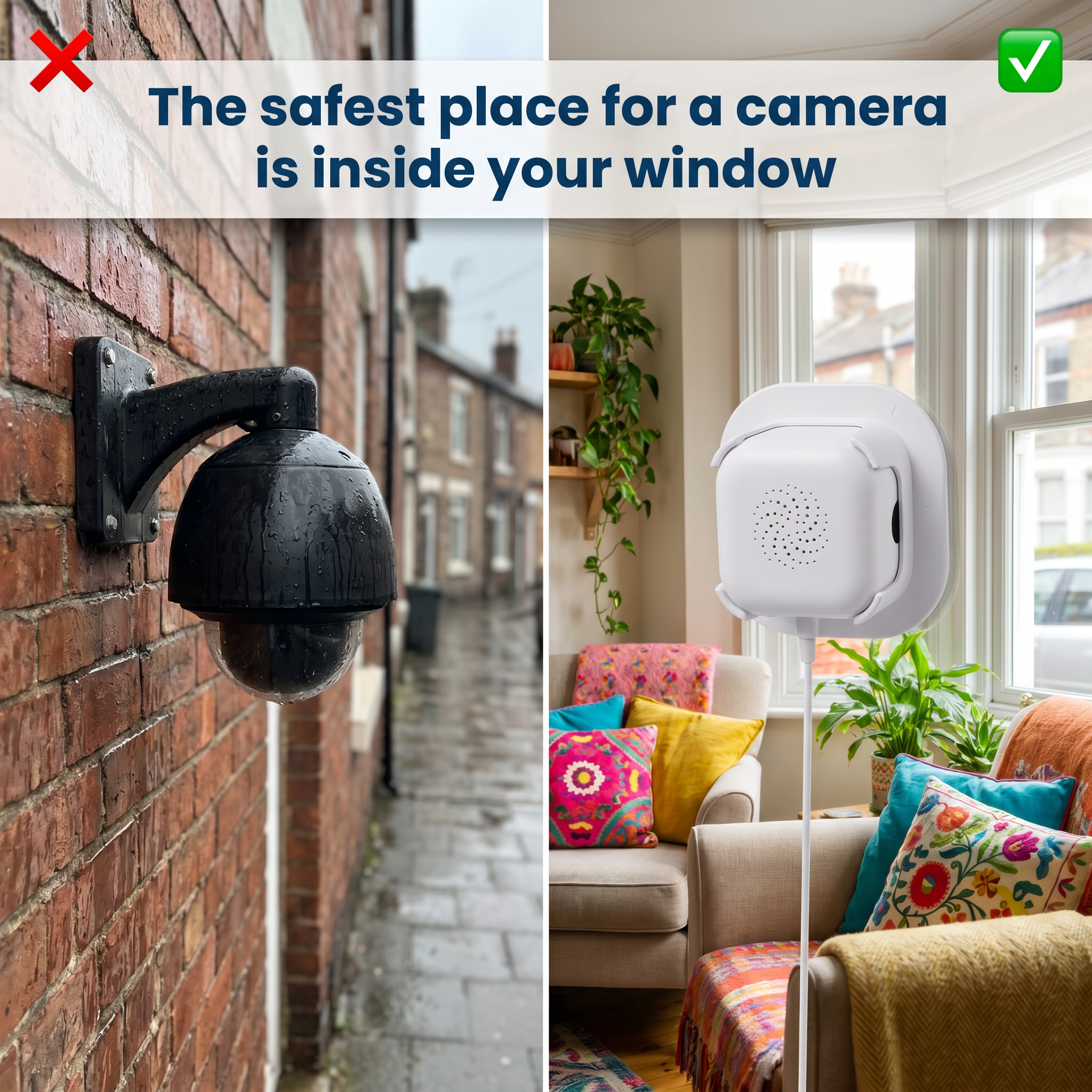 LookOut™ Indoor Window Security Camera — See Your Doorstep, No Subscription, No Drilling