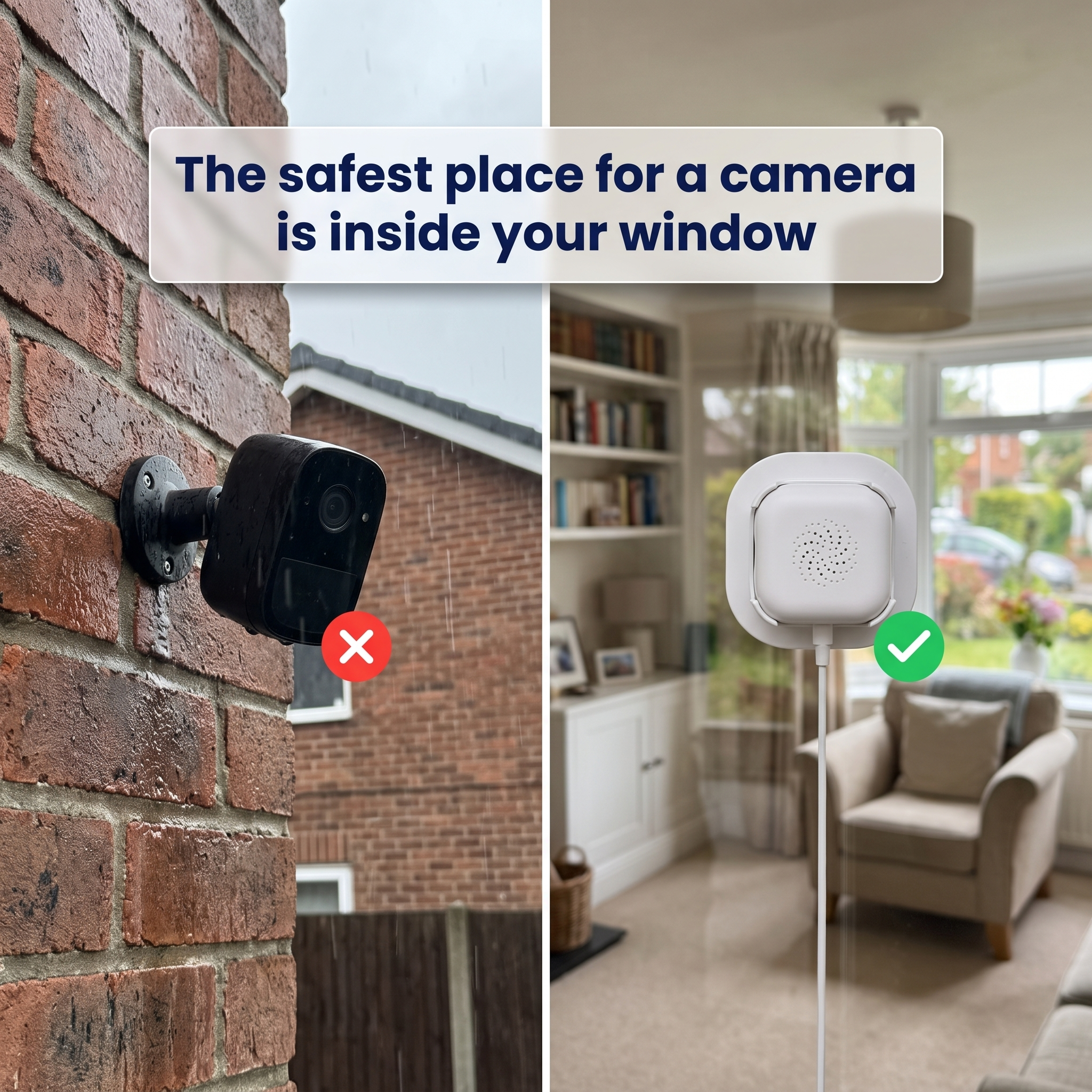 LookOut™ Indoor Window Security Camera — See Your Doorstep, No Subscription, No Drilling