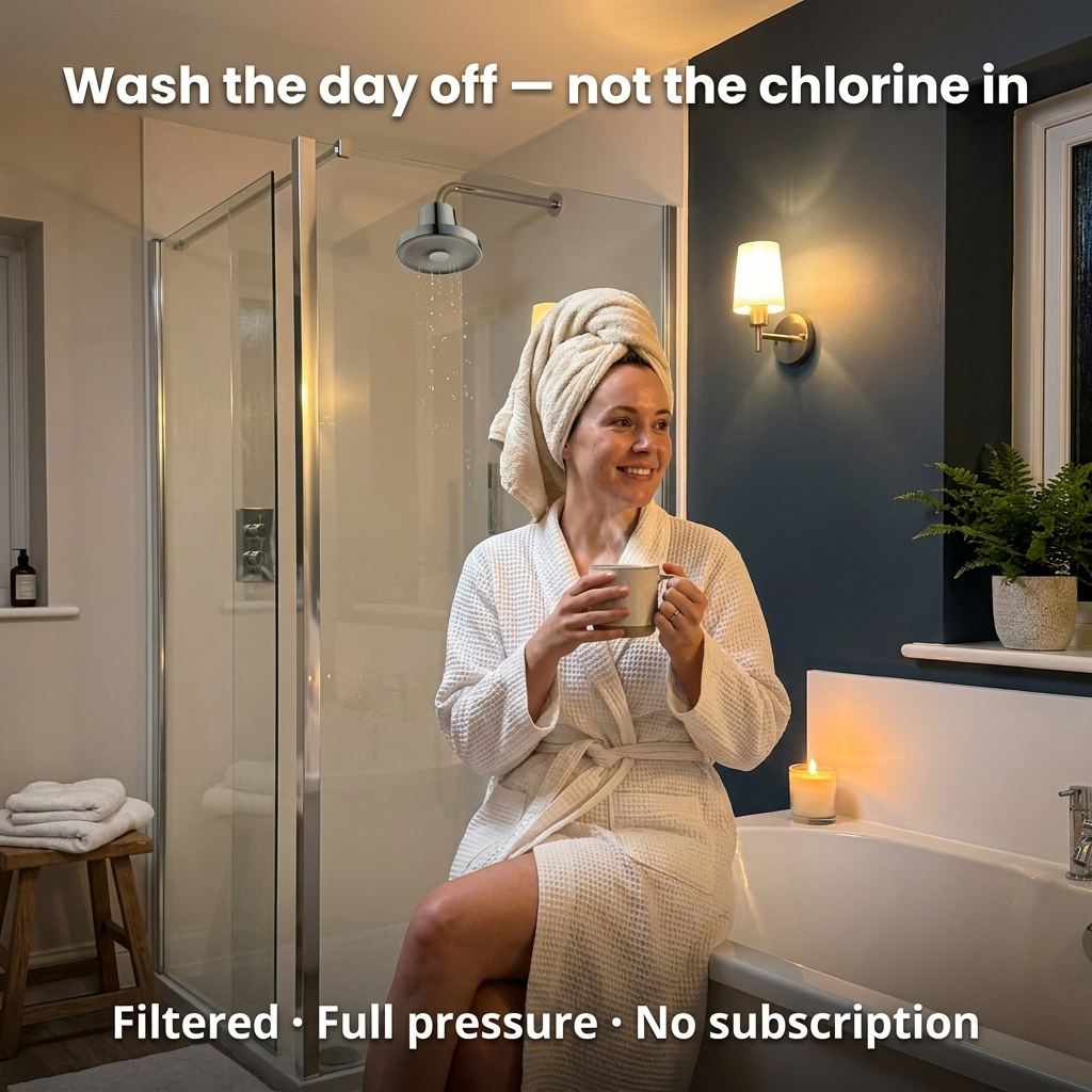 PureRain™ — 6" Filtered Rainfall Shower Head for Hard Water