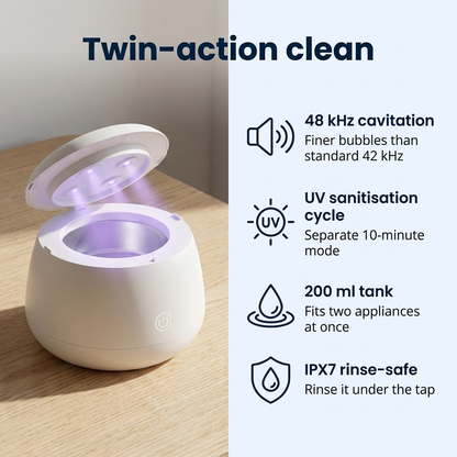 PurePod™ — Ultrasonic + UV Cleaner for Retainers, Aligners & Night Guards