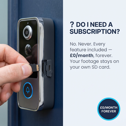 SafeView™ Smart Video Doorbell – 1080p HD, Two-Way Audio, No Subscription
