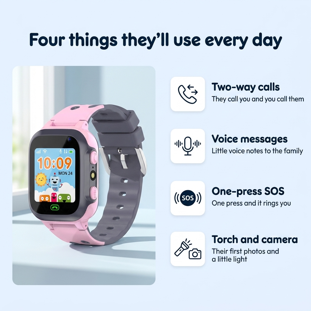 Buzzly™ Kids' Calling Watch — Their First Watch, Your Number In It. No Subscription