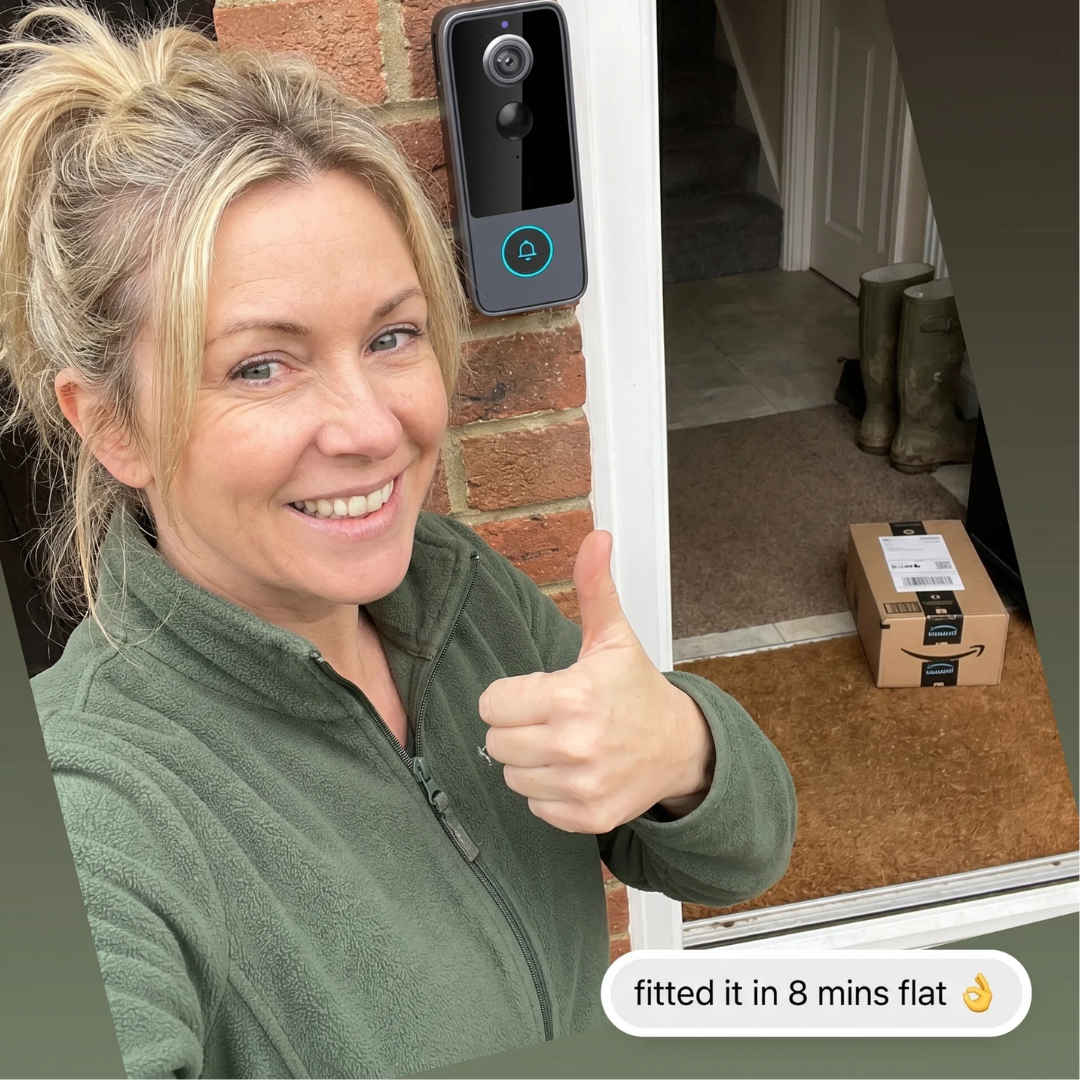 SafeView™ Smart Video Doorbell – 1080p HD, Two-Way Audio, No Subscription