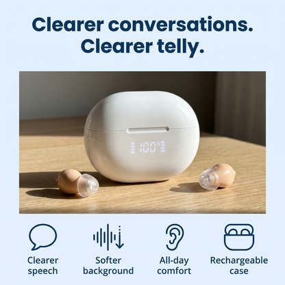 SoundEase™ Invisible Rechargeable Sound Amplifier — No App, No Appointment, No £3,000