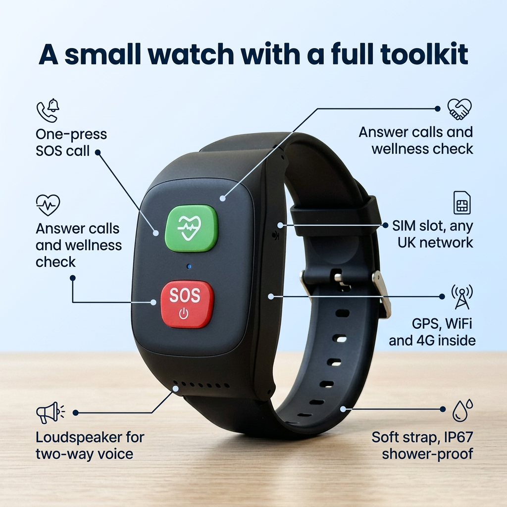 Kinspot™ — SOS Watch That Calls Your Family, No Subscription