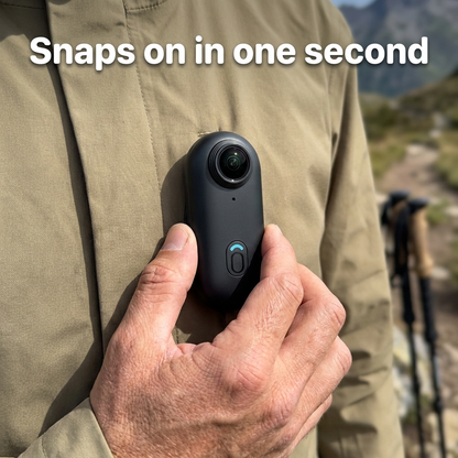 Snaps on in one second — close-up of the magnetic clip
