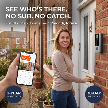 SafeView™ Smart Video Doorbell – 1080p HD, Two-Way Audio, No Subscription