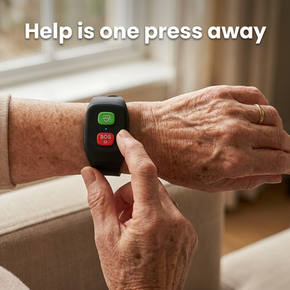 Help is one press away - Kinspot worn on the wrist
