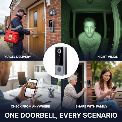 SafeView™ Smart Video Doorbell – 1080p HD, Two-Way Audio, No Subscription