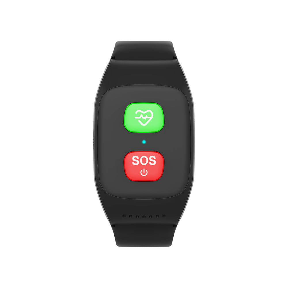 Kinspot SOS watch front view - two buttons, nothing to learn
