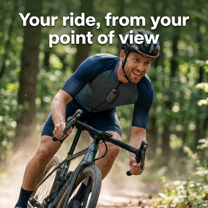 Your ride, from your point of view — gravel rider wearing Snaply