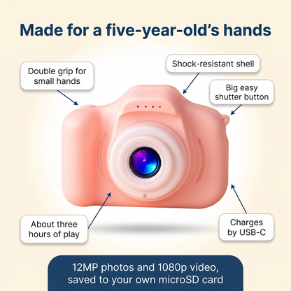 Pixie™ – Kids Camera | Ages 3-10 | 12MP Photo & 1080p Video | Shockproof