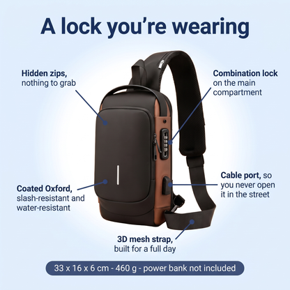 Vaulty™ – Anti-Theft Crossbody Bag | Lockable Main Compartment | Hidden Zips