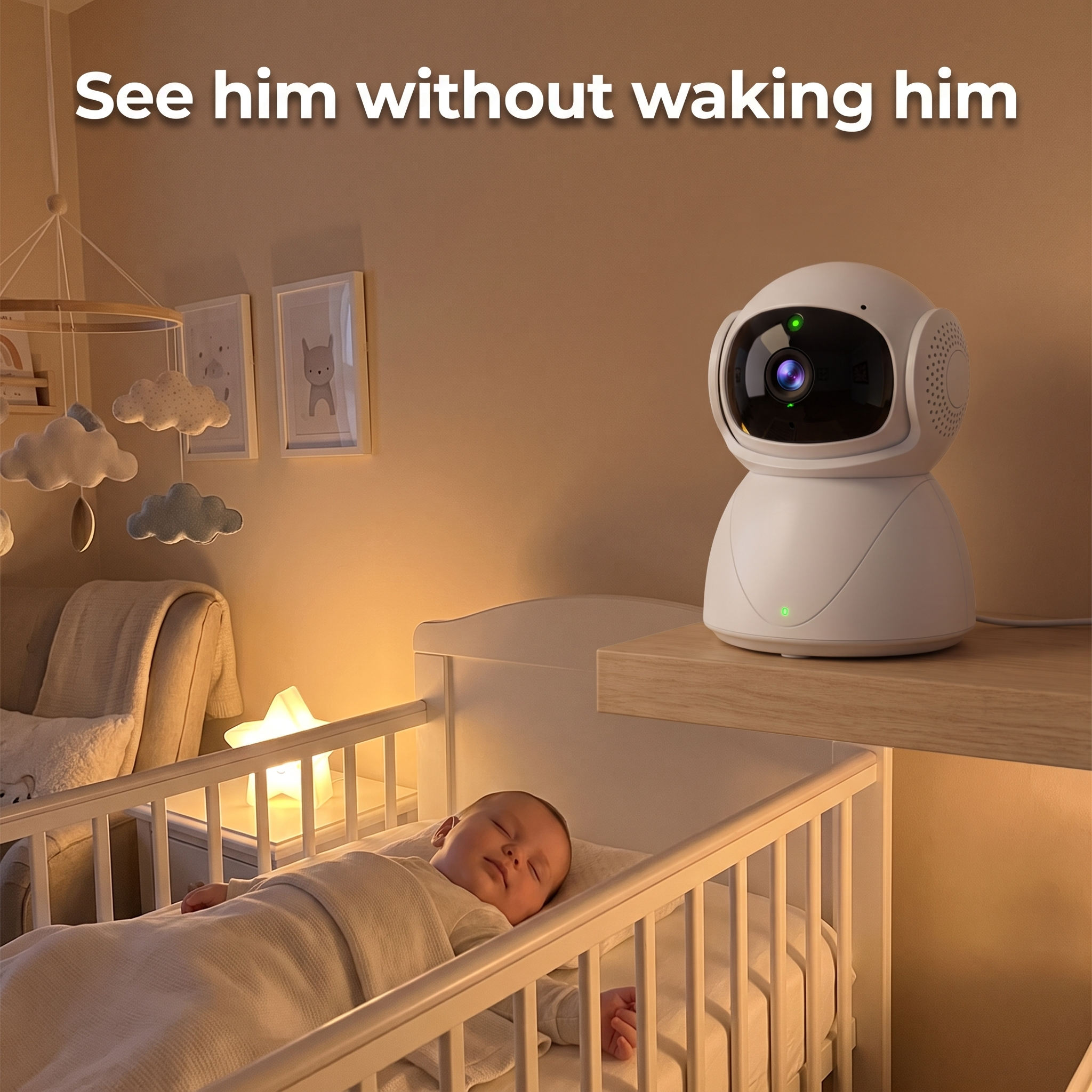 Nestly™ – 360° WiFi Baby Monitor | Local SD Storage, No Cloud, No Subscription