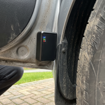 Carspot magnetic tracker fitted inside a car wheel arch