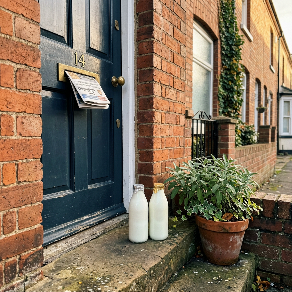 Two milk bottles on a doorstep - the passive signal Kinspot recreates
