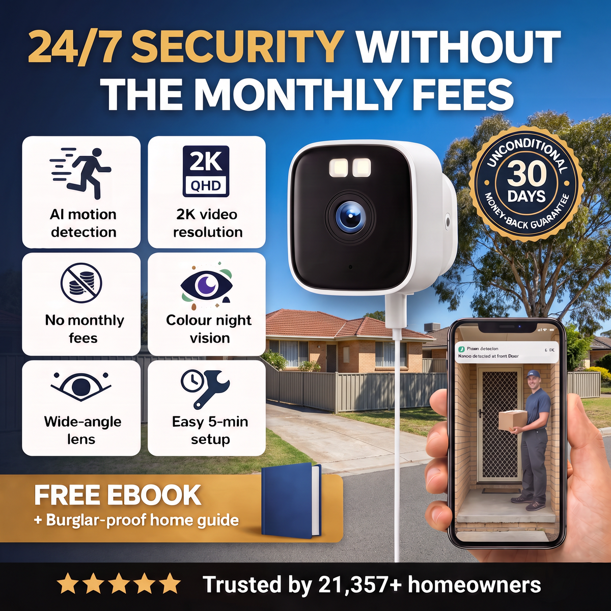 LookOut window security camera in an Australian home: no drilling, no subscription