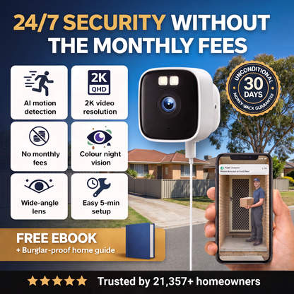 LookOut window security camera in an Australian home: no drilling, no subscription
