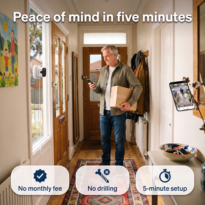 LookOut window security camera in an Australian home: no drilling, no subscription