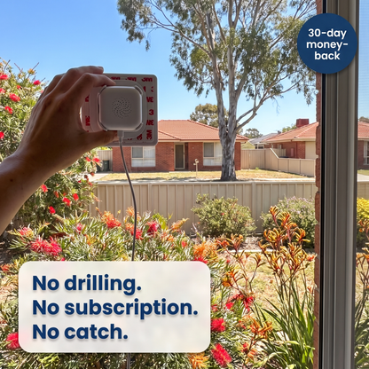 LookOut window security camera in an Australian home: no drilling, no subscription