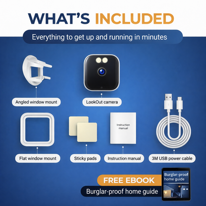 LookOut™ Indoor Window Security Camera — See Your Doorstep, No Subscription, No Drilling