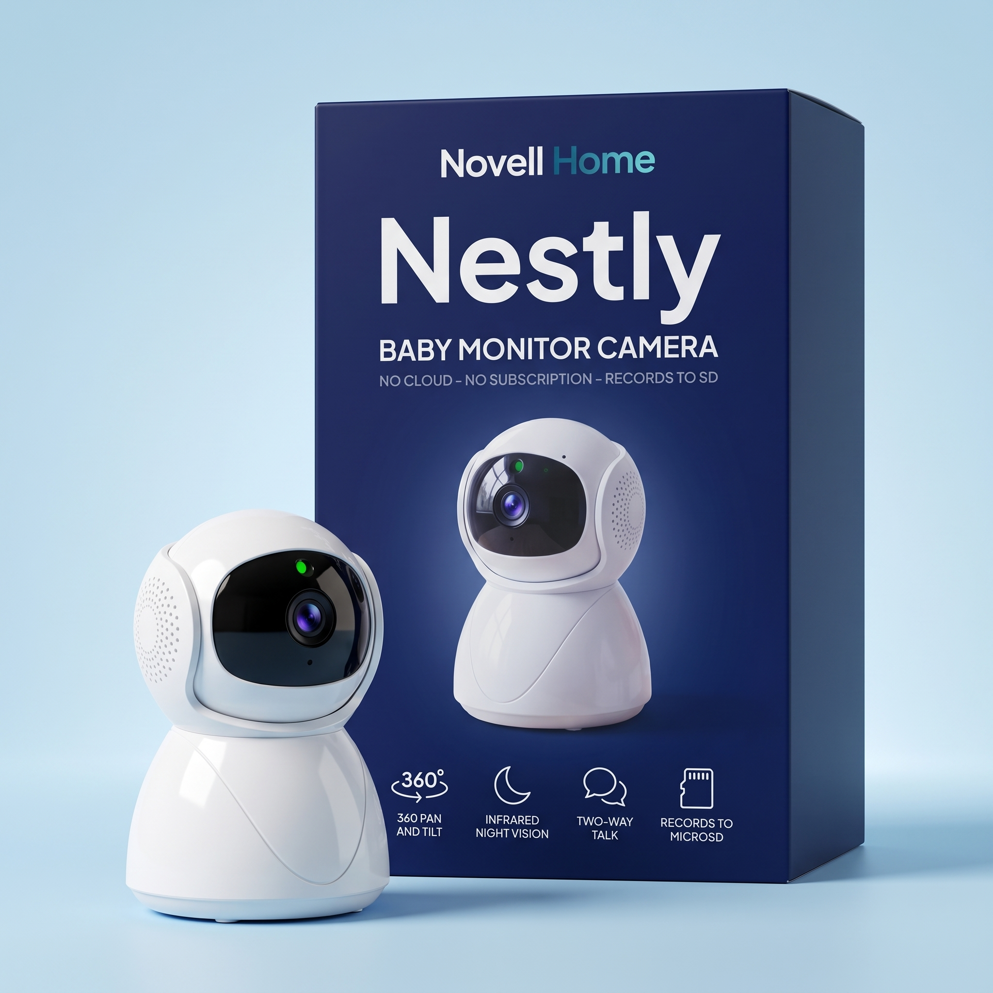 Nestly™ – 360° WiFi Baby Monitor | Local SD Storage, No Cloud, No Subscription