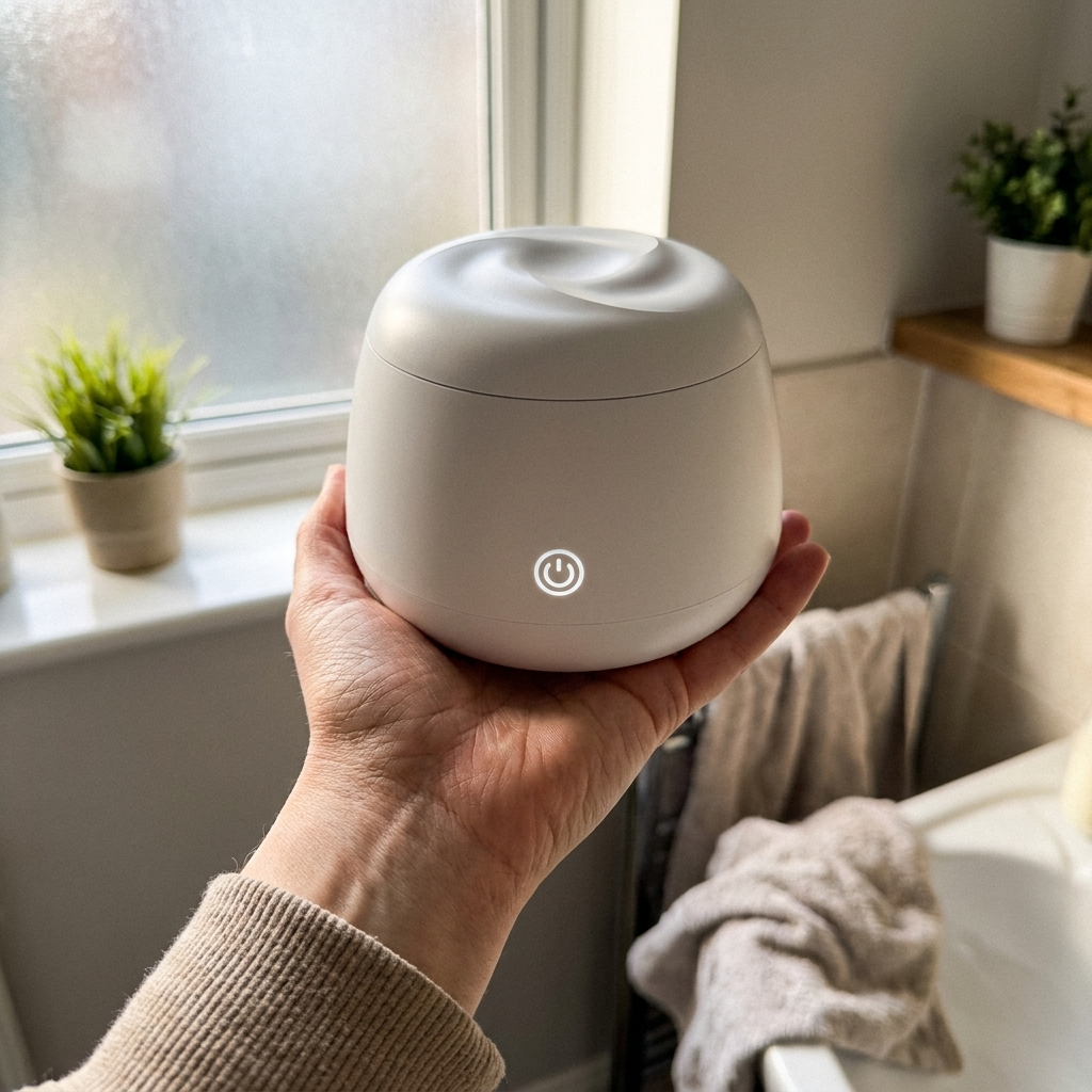 Holding the PurePod in hand — real-life point of view